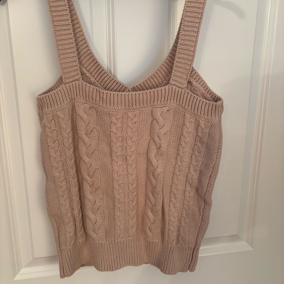 Women's Beige Cable Knit Tank Top - Picture 3 of 7